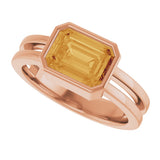 14K Gold Emerald Lab-Grown Citrine Bezel-Set Solitaire Ring - view 5