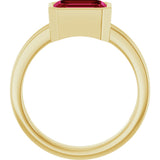 14K Gold Emerald Lab-Grown Ruby Bezel-Set Solitaire Ring - Yellow Gold - view 2