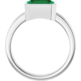 14K Gold Emerald Lab-Grown Emerald Bezel-Set Solitaire Ring - White Gold - view 2