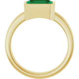 14K Gold Emerald Lab-Grown Emerald Bezel-Set Solitaire Ring - Yellow Gold - view 2