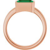 14K Gold Emerald Lab-Grown Emerald Bezel-Set Solitaire Ring - Rose Gold - view 2