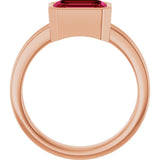 14K Gold Emerald Lab-Grown Ruby Bezel-Set Solitaire Ring - Rose Gold - view 2