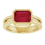 14K Gold Emerald Lab-Grown Ruby Bezel-Set Solitaire Ring - Yellow Gold - view 3
