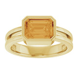 14K Gold Emerald Natural Citrine Bezel-Set Solitaire Ring - Yellow Gold - view 3