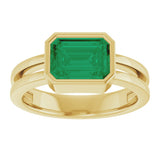 14K Gold Emerald Lab-Grown Emerald Bezel-Set Solitaire Ring - Yellow Gold - view 3