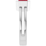 Platinum Emerald Lab-Grown Ruby Bezel-Set Solitaire Ring - view 4