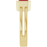 14K Gold Emerald Lab-Grown Ruby Bezel-Set Solitaire Ring - Yellow Gold - view 4