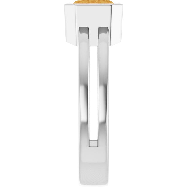 14K Gold Emerald Natural Citrine Bezel-Set Solitaire Ring - White Gold - view 4