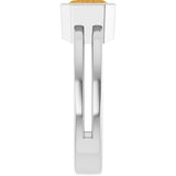 Platinum Emerald Natural Citrine Bezel-Set Solitaire Ring - view 4