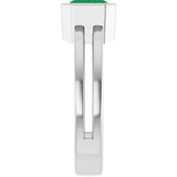 Platinum Emerald Lab-Grown Emerald Bezel-Set Solitaire Ring - view 4