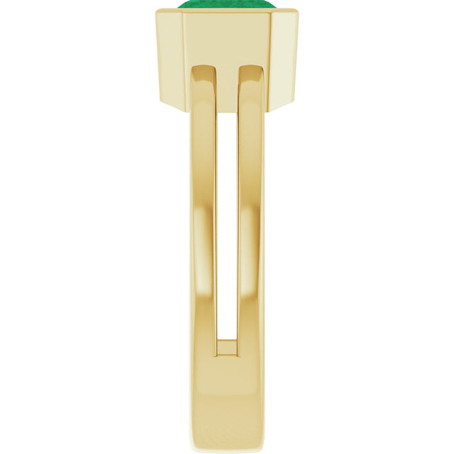 14K Gold Emerald Lab-Grown Emerald Bezel-Set Solitaire Ring - Yellow Gold - view 4