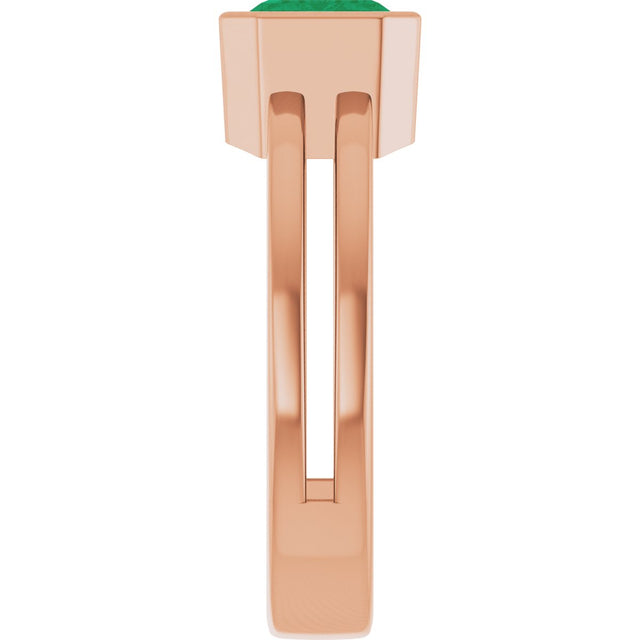 14K Gold Emerald Lab-Grown Emerald Bezel-Set Solitaire Ring - Rose Gold - view 4