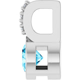 Platinum Round Natural Aquamarine Accented Bezel-Set Pendant - view 9