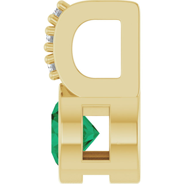 14K Gold Round Natural Emerald Accented Bezel-Set Pendant - Yellow Gold - view 9