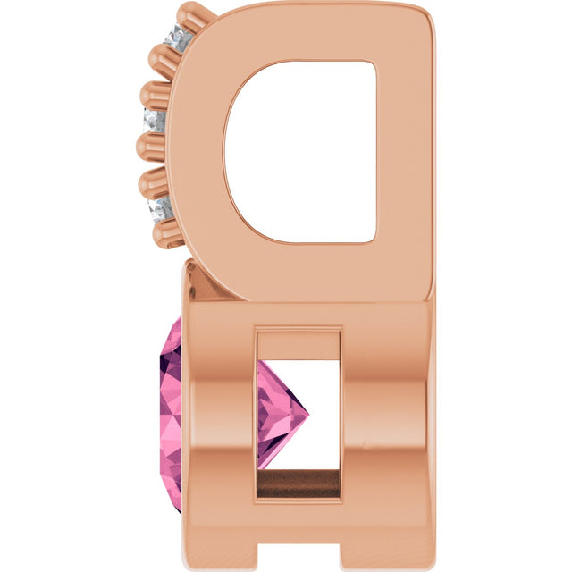 14K Gold Round Natural Pink Tourmaline Accented Bezel-Set Pendant - Rose Gold - view 9