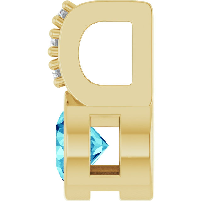 14K Gold Round Natural Blue Zircon Accented Bezel-Set Pendant - Yellow Gold - view 9