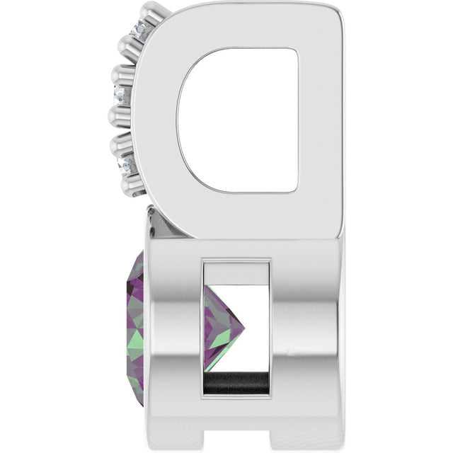 14K Gold Round Lab-Grown Alexandrite Accented Bezel-Set Pendant - White Gold - view 9