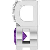 Platinum Round Natural Amethyst Accented Bezel-Set Pendant - view 9