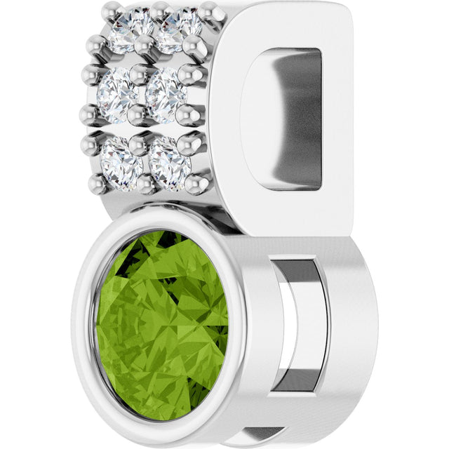 14K Gold Round Natural Peridot Accented Bezel-Set Pendant - White Gold - view 8