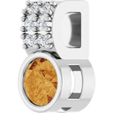 14K Gold Round Natural Citrine Accented Bezel-Set Pendant - White Gold - view 8