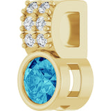 14K Gold Round Natural Blue Zircon Accented Bezel-Set Pendant - Yellow Gold - view 8