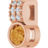14K Gold Round Natural Citrine Accented Bezel-Set Pendant - Rose Gold - view 8