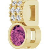 14K Gold Round Natural Pink Tourmaline Accented Bezel-Set Pendant - Yellow Gold - view 8