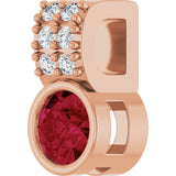 14K Gold Round Lab-Grown Ruby Accented Bezel-Set Pendant - Rose Gold - view 8