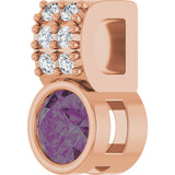 14K Gold Round Natural Alexandrite Accented Bezel-Set Pendant - Rose Gold - view 8