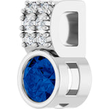 Platinum Round Lab-Grown Blue Sapphire Accented Bezel-Set Pendant - view 8