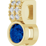 14K Gold Round Lab-Grown Blue Sapphire Accented Bezel-Set Pendant - Yellow Gold - view 8