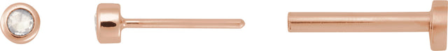14K Gold Natural Diamond Round Rose-Cut Bezel-Set Earrings - Rose Gold - view 6