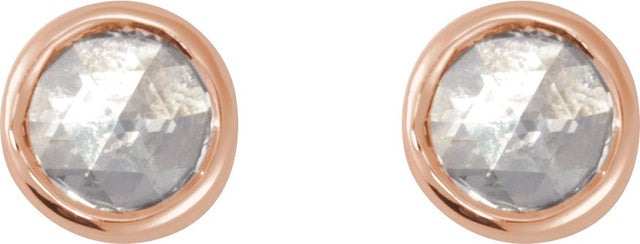 14K Gold Natural Diamond Round Rose-Cut Bezel-Set Earrings - Rose Gold - view 5
