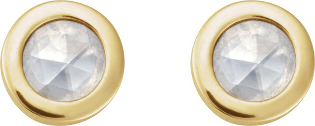14K Gold Natural Diamond Round Rose-Cut Bezel-Set Earrings - Yellow Gold - view 5