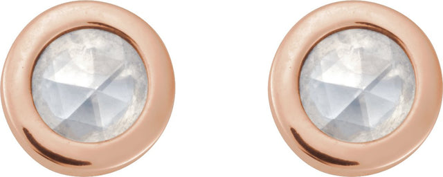 14K Gold Natural Diamond Round Rose-Cut Bezel-Set Earrings - Rose Gold - view 5