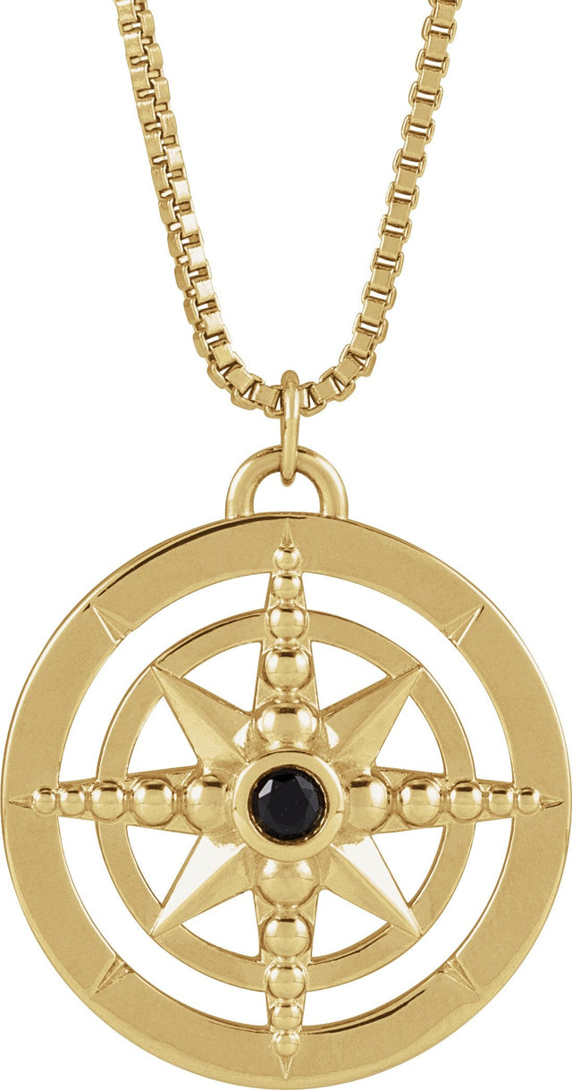 14K Gold Round Natural Iolite Compass Necklace or Pendant - Rose Gold - view 3