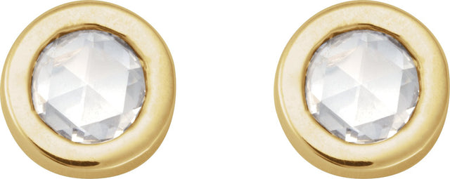 14K Gold Natural Diamond Round Rose-Cut Bezel-Set Earrings - Yellow Gold - view 5