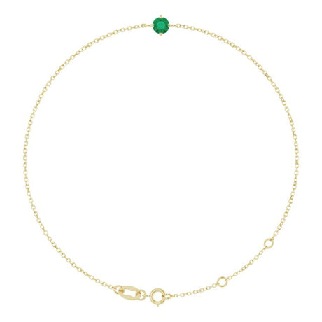 14K Gold Round Lab-Grown Emerald Link Bracelet - Yellow Gold