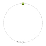 14K Gold Round Natural Peridot Link Bracelet - White Gold