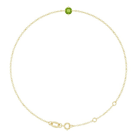 14K Gold Round Natural Peridot Link Bracelet - Yellow Gold