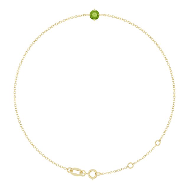 14K Gold Round Natural Peridot Link Bracelet - Yellow Gold