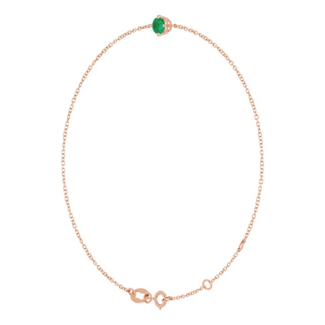 14K Gold Round Lab-Grown Emerald Link Bracelet - Rose Gold - view 2