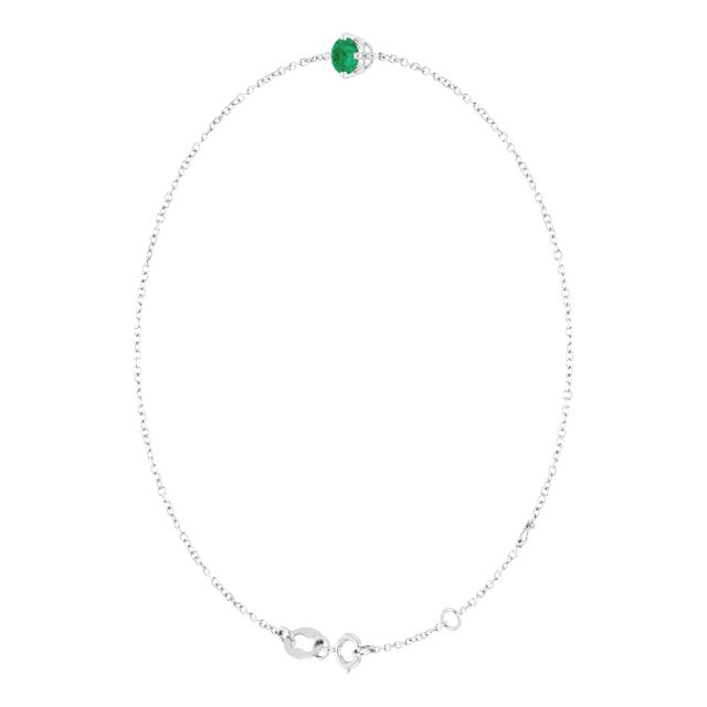 Platinum Round Lab-Grown Emerald Link Bracelet - view 2