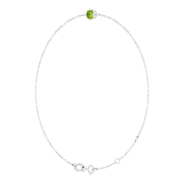 14K Gold Round Natural Peridot Link Bracelet - White Gold - view 2