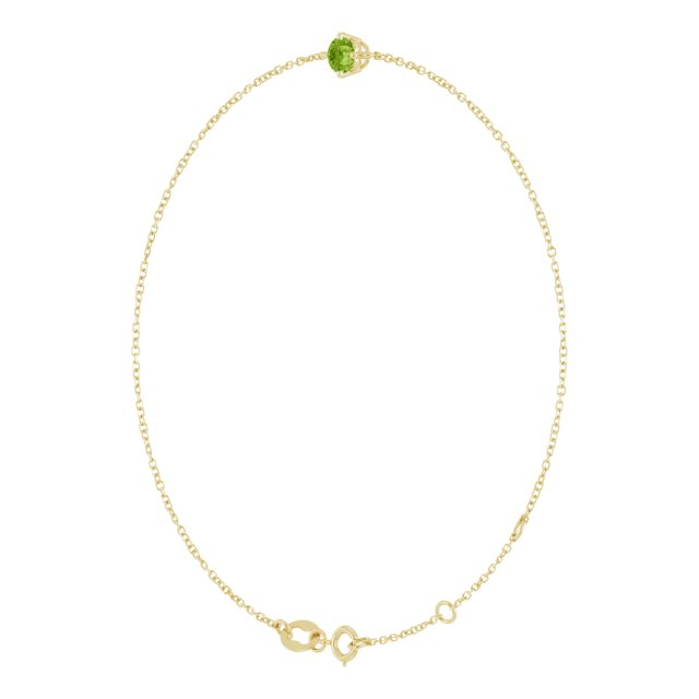 14K Gold Round Natural Peridot Link Bracelet - Yellow Gold - view 2