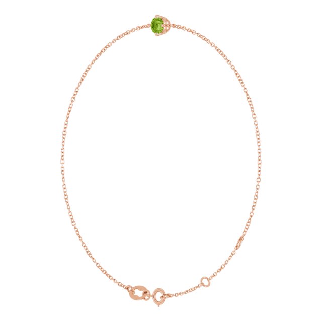 14K Gold Round Natural Peridot Link Bracelet - Rose Gold - view 2