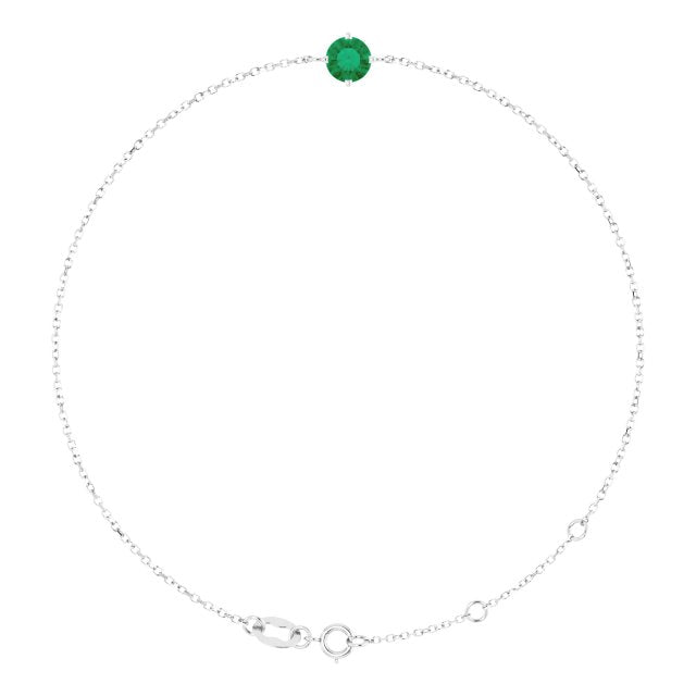 Platinum Round Lab-Grown Emerald Link Bracelet