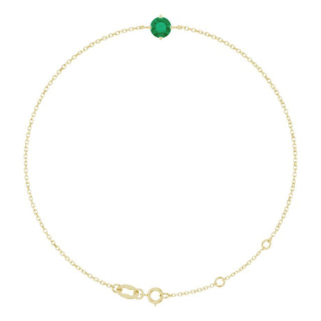 14K Gold Round Lab-Grown Emerald Link Bracelet - Yellow Gold