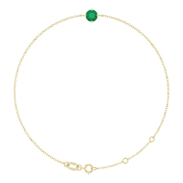 14K Gold Round Lab-Grown Emerald Link Bracelet - Yellow Gold