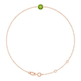 14K Gold Round Natural Peridot Link Bracelet - Rose Gold